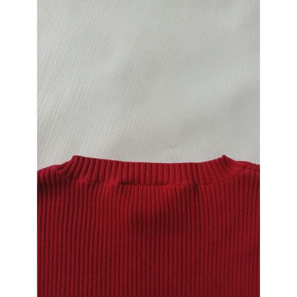 Loft Ann Taylor Red Tight Knit Ribbed Long Sleeve Pullover Sweater Women's Large - Picture 10 of 12